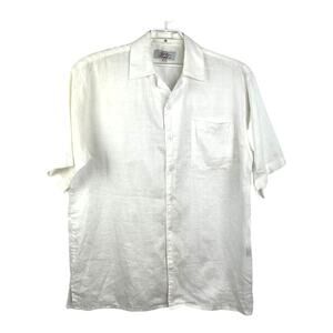 Brooklyn Boulevard 100 % Linen Shirt Size Large Short Sleeve